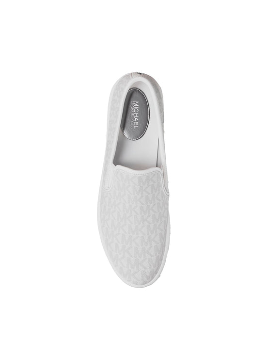 Michael Kors Women's Teddi Signature Logo Slip-On Sneaker Bright White