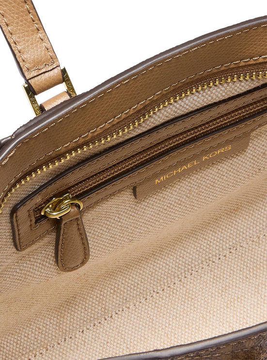 Michael Kors Women's Taryn Small Signature Logo and Leather Convertible Crossbody Bag Husk