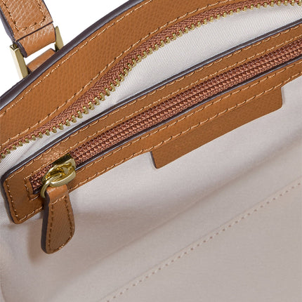 Michael Kors Women's Taryn Small Signature Logo and Leather Convertible Crossbody Bag Vanilla/Acorn