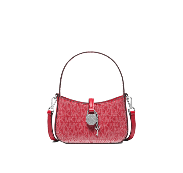 Michael Kors Women's Lyra Extra-Small Signature Logo Crossbody Bag Bright Red