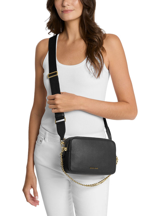 Michael Kors Women's Bryant Medium Pebbled Leather Camera Crossbody Bag Black/Gold