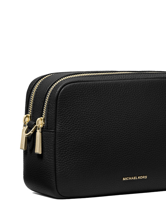Michael Kors Women's Bryant Medium Pebbled Leather Camera Crossbody Bag Black/Gold