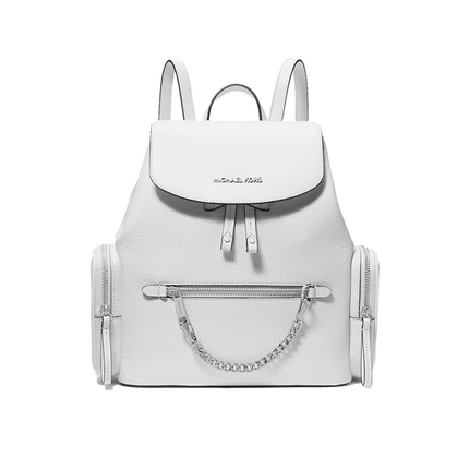 Michael Kors Women's Jet Set Medium Pebbled Leather Backpack Optic White