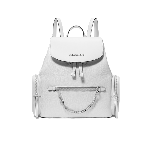 Michael Kors Women's Jet Set Medium Pebbled Leather Backpack Optic White