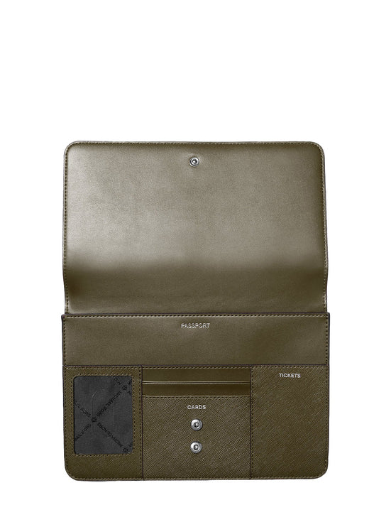Michael Kors Men Rivington Large Saffiano Leather Wallet Olive