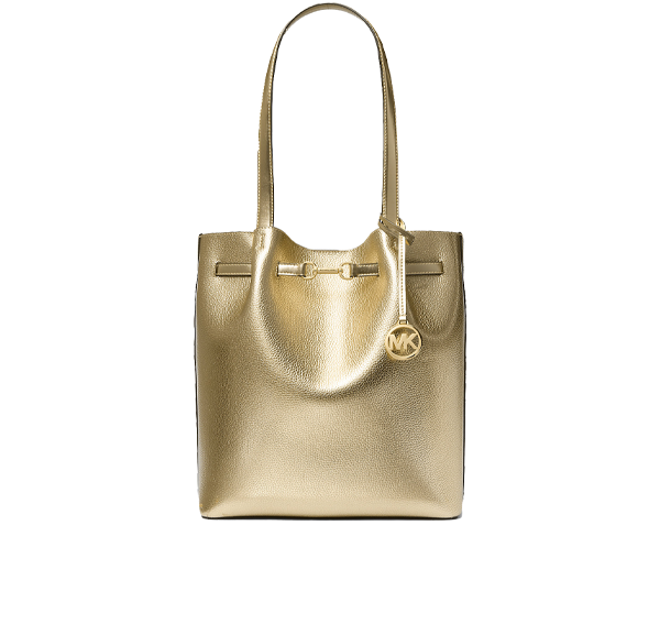 Michael Kors Women's Carson Large Metallic Leather Shoulder Bag Pale Gold