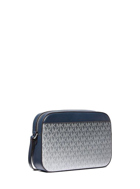 Michael Kors Women's Jet Set Large Ombré Signature Logo Crossbody Body Navy/Silver