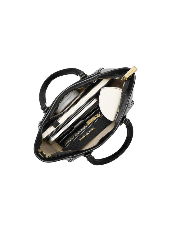 Michael Kors Women's Taryn Small Leather Convertible Crossbody Bag Black/Gold