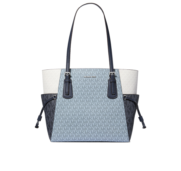 Michael Kors Women's Voyager Large Color-Block Signature Logo Tote Bag Admiral Multi
