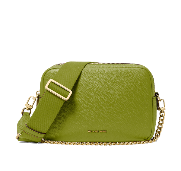 Michael Kors Women's Bryant Medium Pebbled Leather Camera Crossbody Bag Meadow Greenn