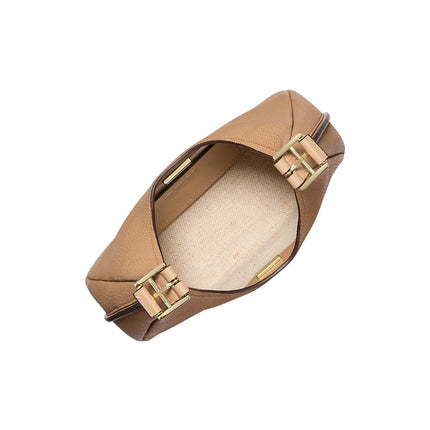 Michael Kors Women's Nolita Small Pebbled Leather Hobo Shoulder Bag Camel/Gold