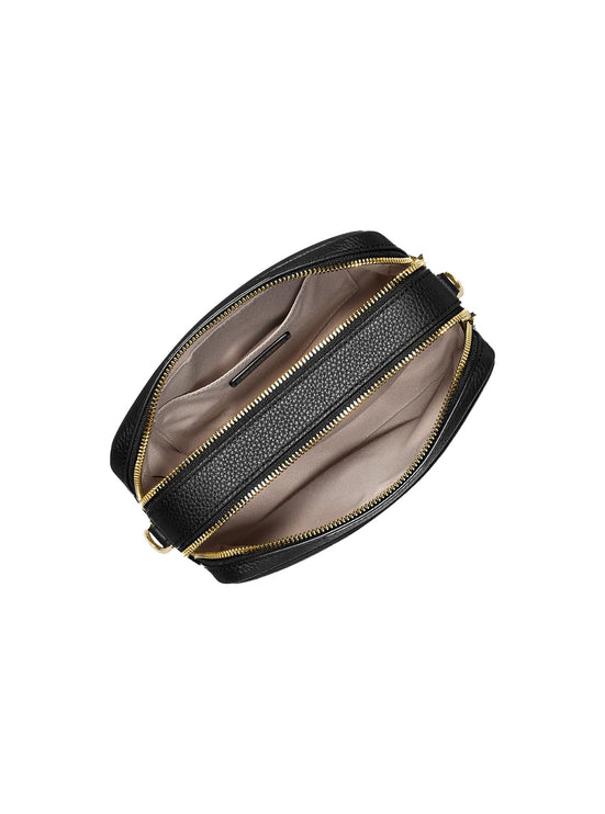 Michael Kors Women's Bryant Medium Pebbled Leather Camera Crossbody Bag Black/Gold