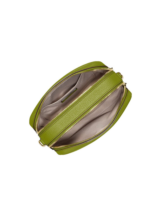 Michael Kors Women's Bryant Medium Pebbled Leather Camera Crossbody Bag Meadow Greenn