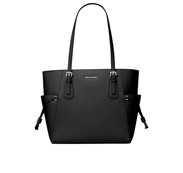 Michael Kors Women's Voyager Large Saffiano Leather Tote Bag Black/Silver