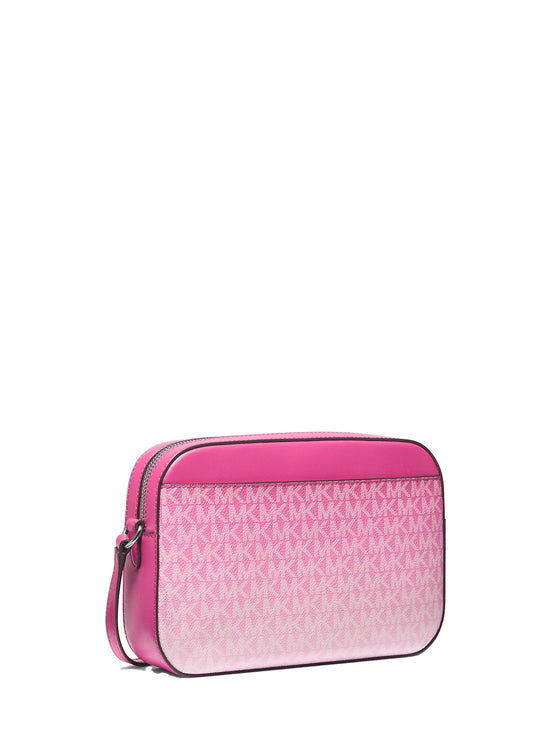 Michael Kors Women's Jet Set Large Ombré Signature Logo Crossbody Body Dragonfruit/Silver