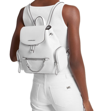 Michael Kors Women's Jet Set Medium Pebbled Leather Backpack Optic White