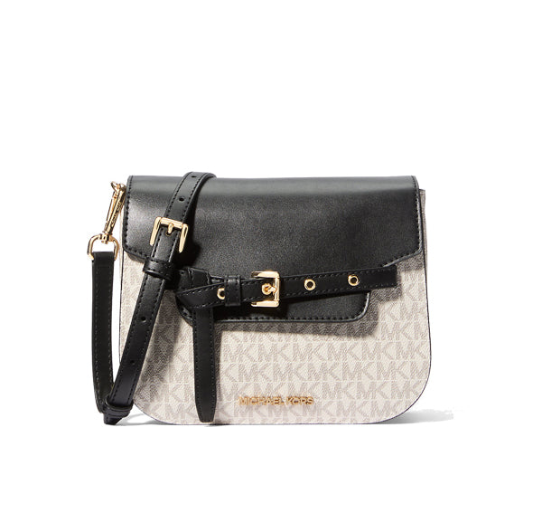 Michael Kors Women's Emilia Small Logo Crossbody Bag Vanilla/Black
