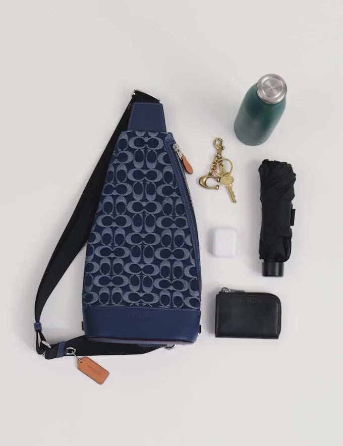 Coach Women's Dominic Sling Pack In Signature Denim Silver