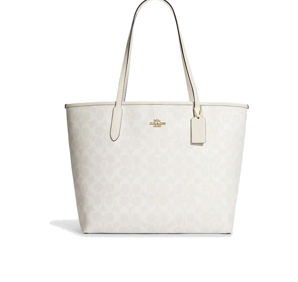 Coach Women's City Tote In Signature Canvas Gold/Chalk/Glacierwhite