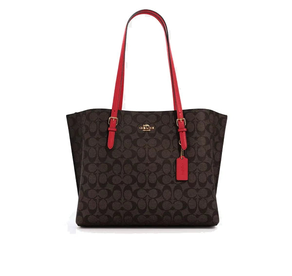 Coach Women's Mollie Tote In Signature Canvas Gold/Brown 1941 Red