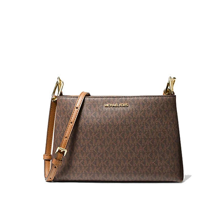 Michael Kors Women's Trisha Medium Logo Crossbody Bag Gold/Brown