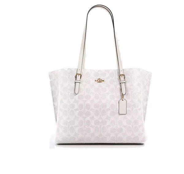 Coach Women's Mollie Tote In Signature Canvas Gold/Chalk/Glacierwhite