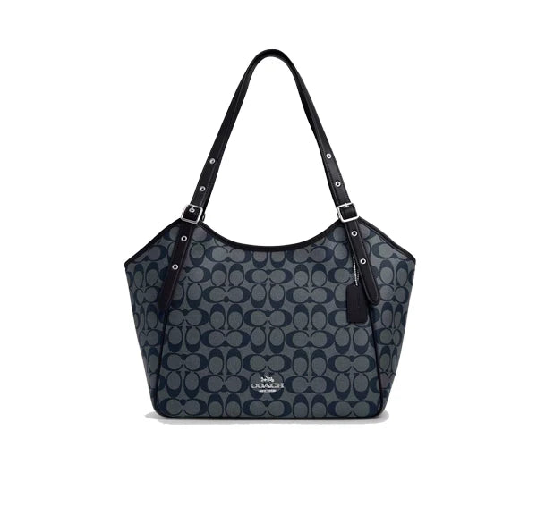 Coach Women's Meadow Shoulder Bag In Signature Canvas Silver/Denim/Midnight Navy