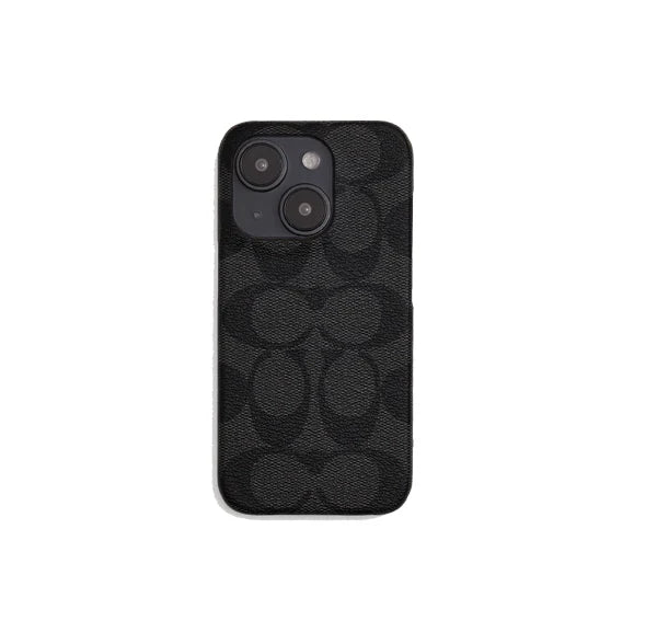 Coach Unisex Iphone 15 Pro Case In Signature Canvas Charcoal