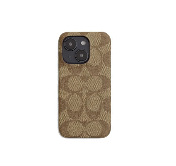 Coach Unisex Iphone 15 Pro Case In Signature Canvas Khaki