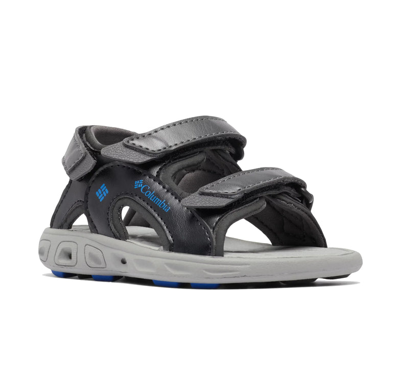 Columbia Little Kids' Techsun 3-Strap Sandal Dark Grey/Blue Macaw