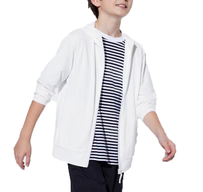 Uniqlo Kid's AIRism UV Protection Mesh Full-Zip Hoodie 00 White