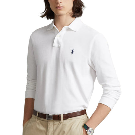 Polo Ralph Lauren Men's Mesh Long Sleeve Polo Shirt All Fits White