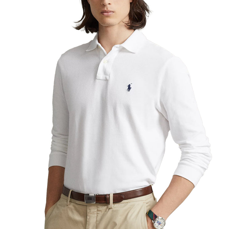 Polo Ralph Lauren Men's Mesh Long Sleeve Polo Shirt All Fits White