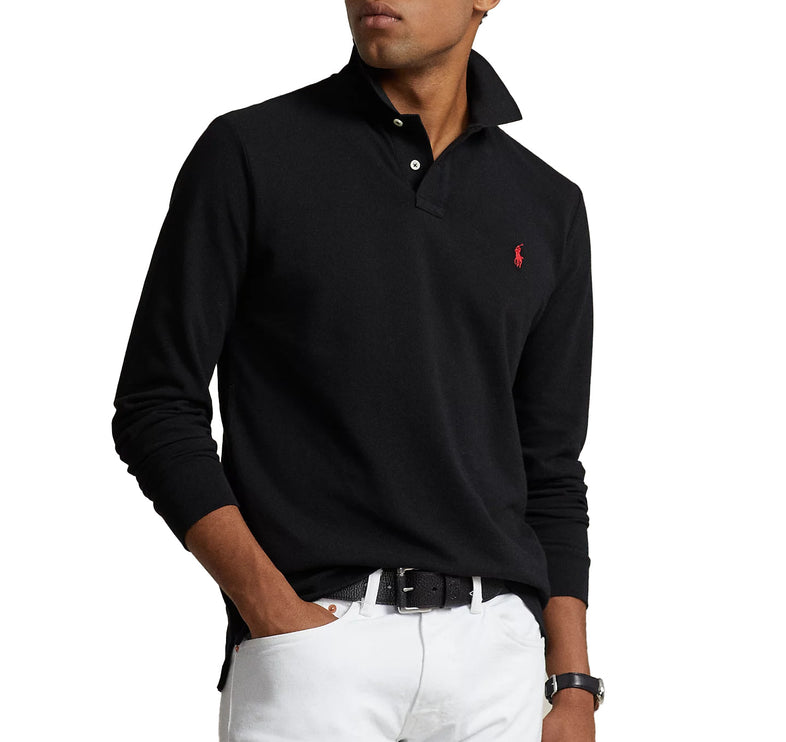 Polo Ralph Lauren Men's Mesh Long Sleeve Polo Shirt All Fits Polo Black