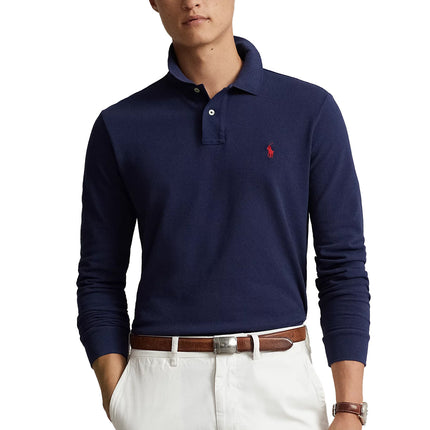 Polo Ralph Lauren Men's Mesh Long Sleeve Polo Shirt All Fits Newport Navy