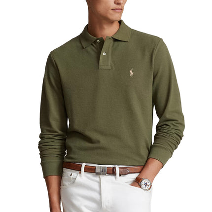 Polo Ralph Lauren Men's Mesh Long Sleeve Polo Shirt All Fits Dark Sage