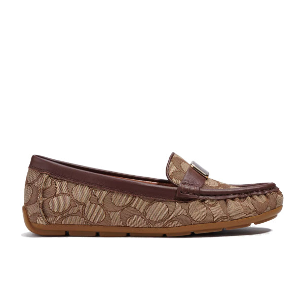 Coach Women's Mona Driver In Signature Jacquard Saddle/Walnut