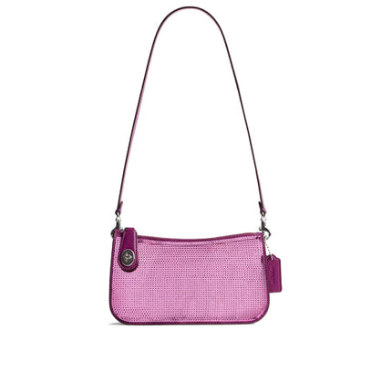 Coach Women's Penn Shoulder Bag With Sequins Silver/Dark Magenta