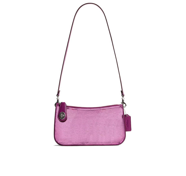 Coach Women's Penn Shoulder Bag With Sequins Silver/Dark Magenta