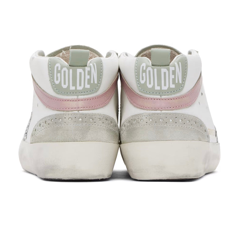 Golden Goose Women's Mid Star Sneakers White/Silver/Ice/Pink