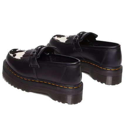 Dr. Martens Unisex Adrian Snaffle Hair On & Leather Cow Print Kiltie Loafers Black