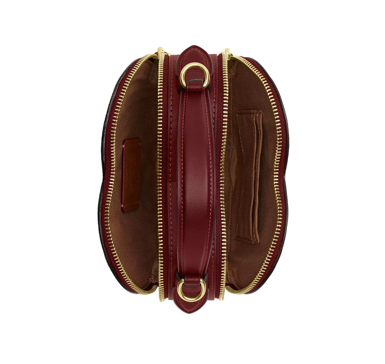 Coach Women's Heart Crossbody Bag In Signature Canvas With Cherry Print Gold/Tan Multi - Hemen Kargoda