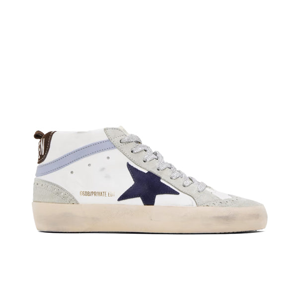 Golden Goose Women's Mid Star Sneakers White/Dark Blue/Ice