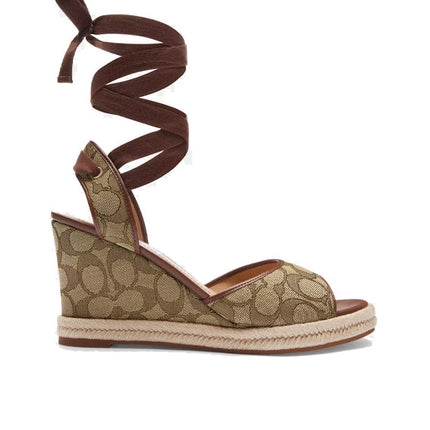 Coach Women's Patrice Espadrille In Signature Jacquard Khaki/Dark Saddle