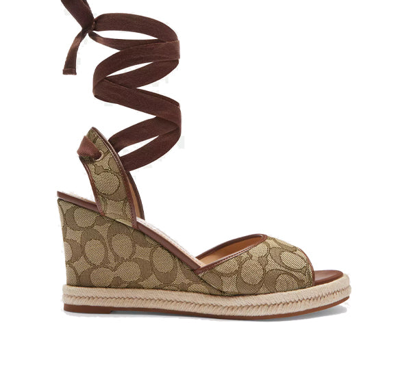 Coach Women's Patrice Espadrille In Signature Jacquard Khaki/Dark Saddle