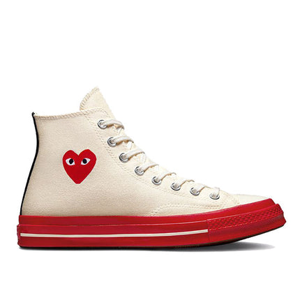 Converse x Comme des Garçons PLAY Chuck 70 High Top Pristine/Red/Egret - Special Price