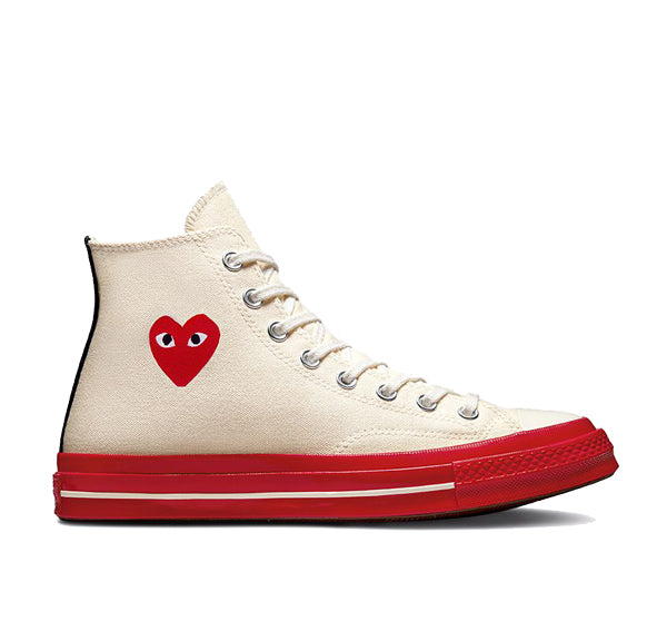 Converse x Comme des Garçons PLAY Chuck 70 High Top Pristine/Red/Egret - Special Price