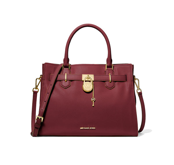 Michael Kors Women's Hamilton Medium Leather Satchel Oxblood