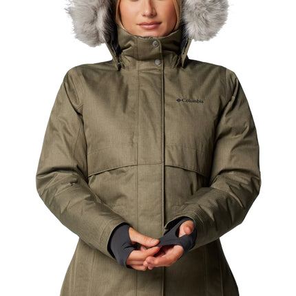 Columbia Women's Apres Arson II Winter Long Down Jacket Stone Green