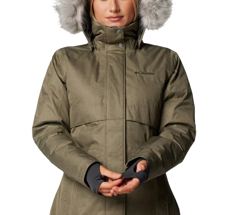 Columbia Women's Apres Arson II Winter Long Down Jacket Stone Green